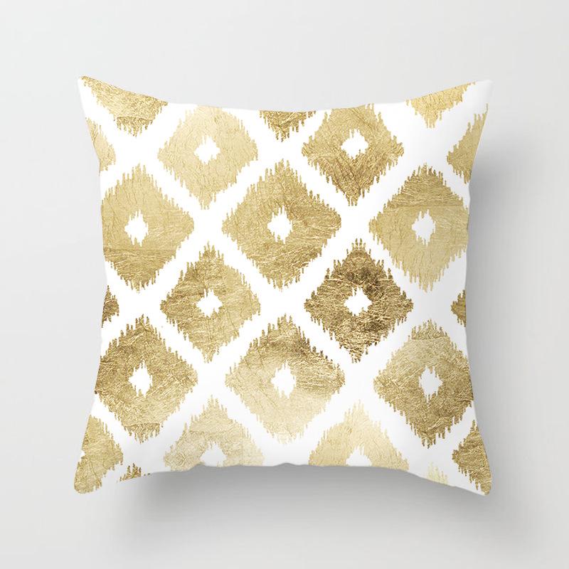 European Style Golden Geometric Print Car Pillow Cover Sofa Cushion Cover Home Furnishings