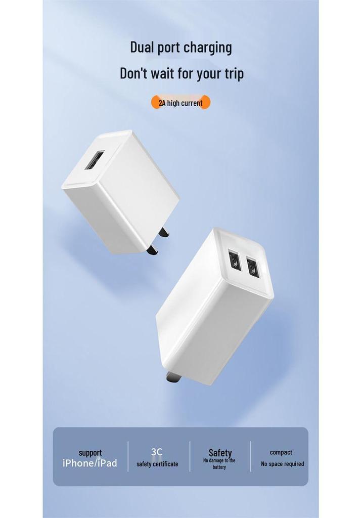 Universal 5V2A USB Charger for Mobile Phones - Compatible with Apple, Huawei, Xiaomi, OPPO