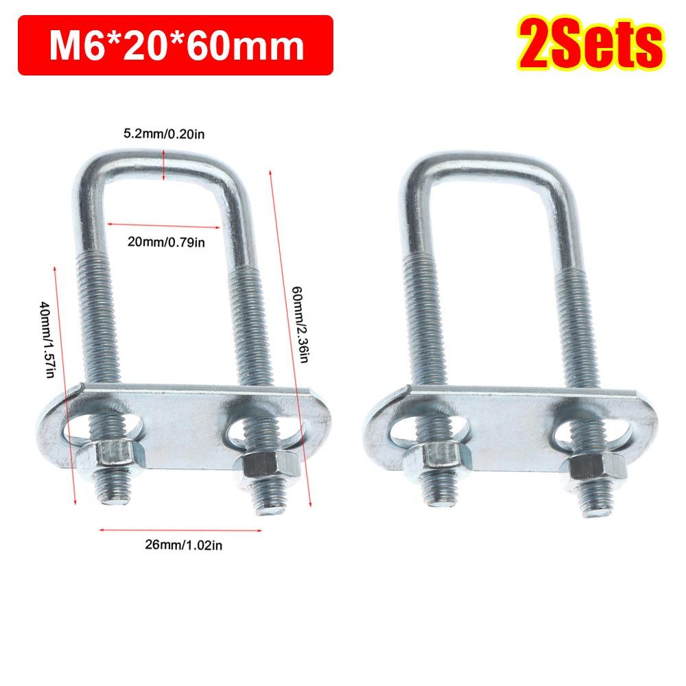 

2 комплекта Новые железные квадратные хомуты Прямоугольные U-болты с перегородкой Трубные U-хомуты Винт M6 Квадратный болт