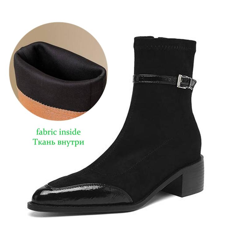 Krazing Po Microfiber Winter Pointed Toe Size 33 Western Boots Size 43 Flock Med Heels Ankle Boots