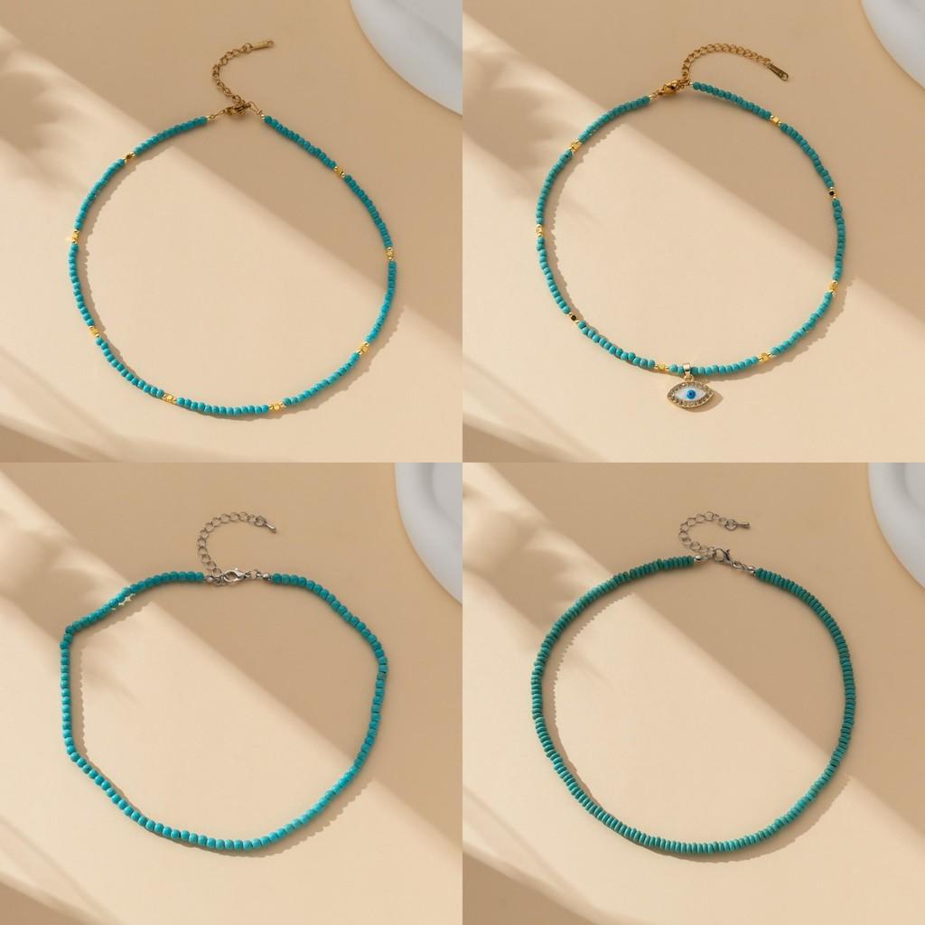 Style Ins Chic Turquoise Beaded Necklace For Women With Highend Aesthetic Appeal