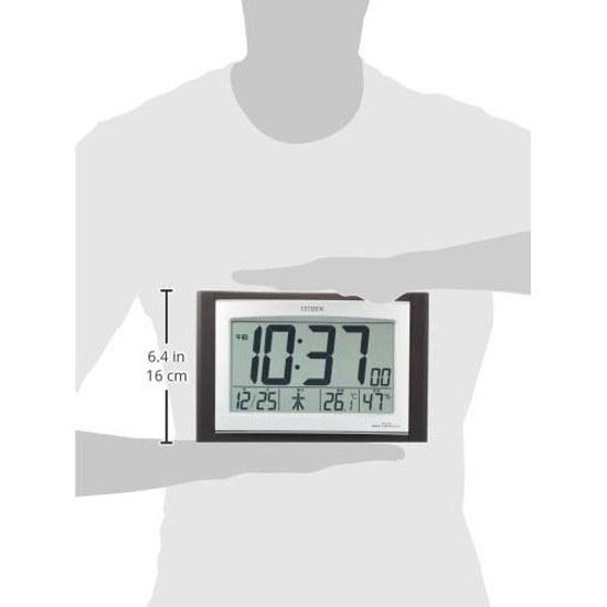 Rhythm Citizen Wanduhr Funkgesteuert Digital Tischgebrauch Temperatur Luftfeuchtigkeit Kalenderanzeige Braun (Holzfinish) mm Paldigit Combi R096