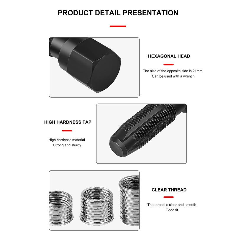 M14*1.25 Spark Plug Thread Repair Tool Car Spark Plug Rethreading Helicoil Thread Repair Kit Spark-Plug Hole Sleeve Parts