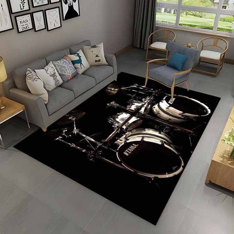 3D Drum Kit Music Instruments Area Rug Large,Carpet Rug for Living Room Bedroom Sofa Doormat Decor,Kid Play Non-slip Floor Mat