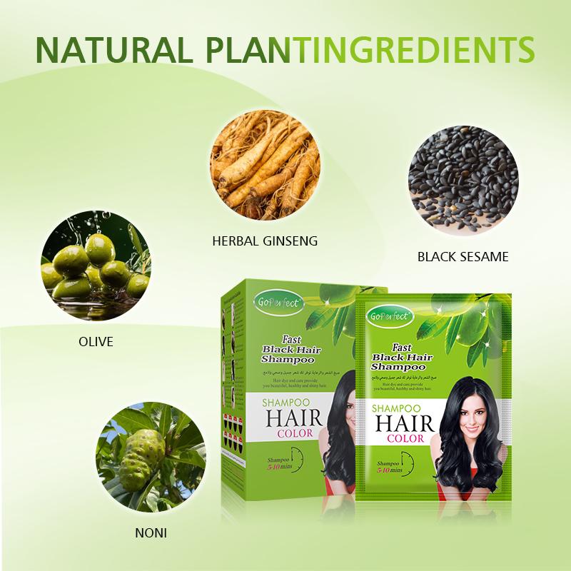 Hair Color Shampoo (30ml x 2 Sachets),Ammonia-Free Natural Permanent Hair Color for Men and Wome,Colors Hair in Minutes,Long lasting colour(black)