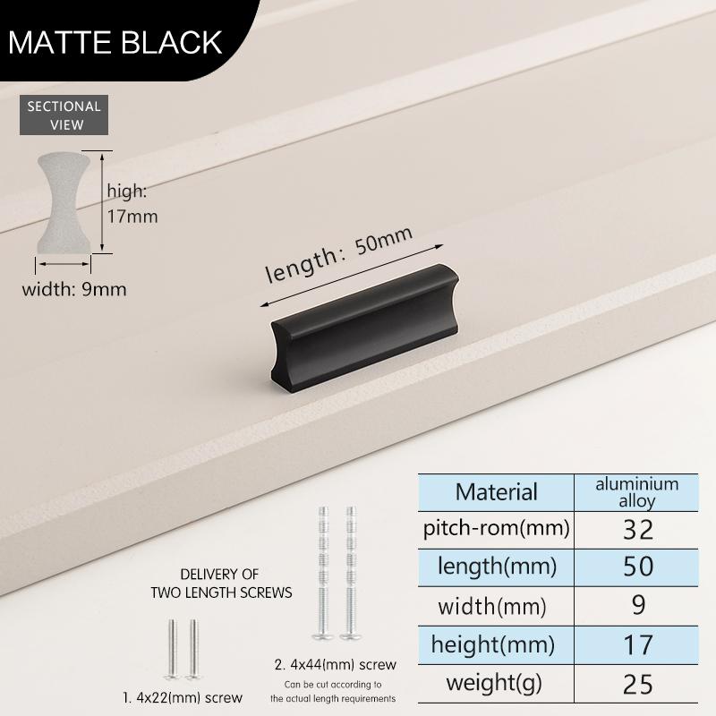 Simple Modern Cabinet Door Aluminum Alloy Handles Wardrobe Long Handles Length Of 500mm Black Drawer Pulls Kitchen Cupboard Pull