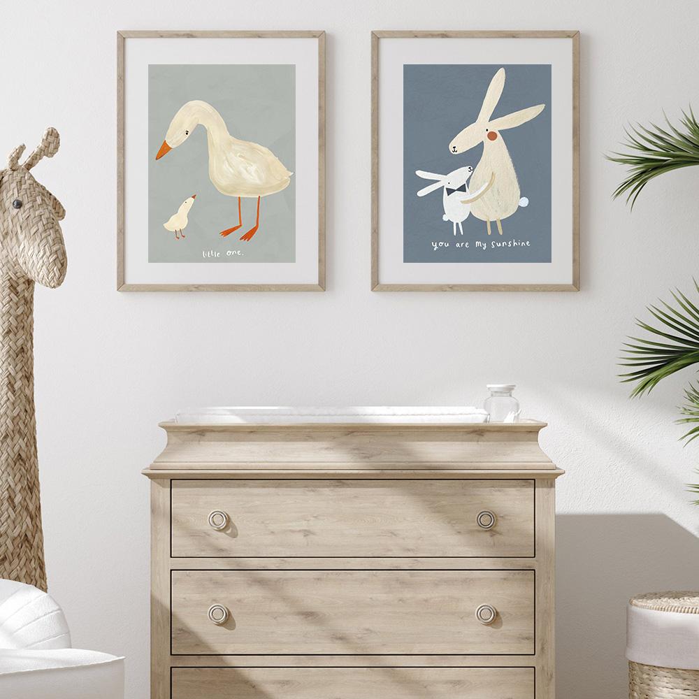 Cute Rabbit Bird Geese Leopard Mouse Nursery Wall Art Canvas Painting Nordic Poster And Print Wall Pictures Baby Kids Room Decor