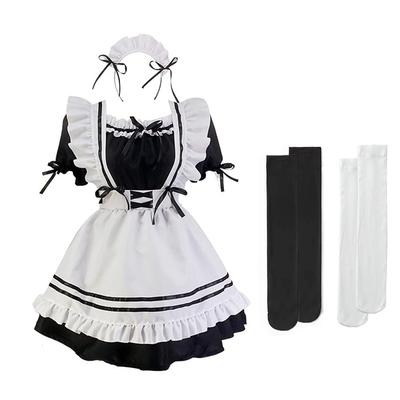 HUIROM Criada Anime Linda Lolita Escuela Criada x Talla Disfraz, Cosplay, Halloween, Disfraz, Para Principiantes, Disfraz, Inspirado en Alicia, Festival, Navidad, Cafetería,