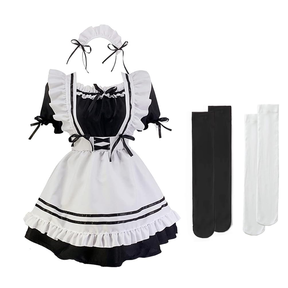 HUIROM Maid Anime Cute Lolita School Maid X Size Costume, Cosplay, Halloween, Costume, Beginner's, Costume, Alice-inspired, Festival, Christmas, Cafe,