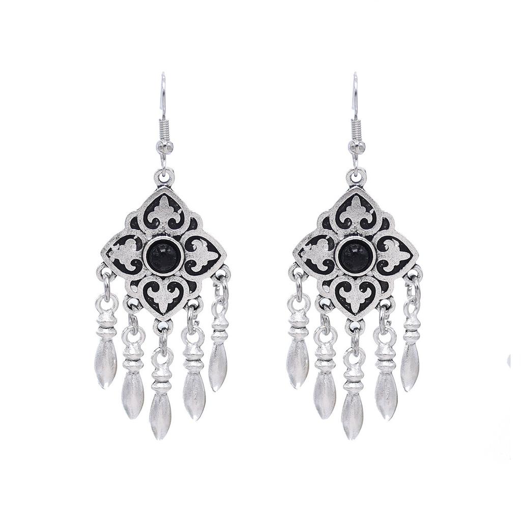 Ethnic style Kazakh earrings women's retro high-end fringed earrings Xinjiang Miao Yin exotic style festival earrings
