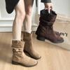 Frosted Suede Pile Boots Women's 2025 Autumn New Maillard Short Boots Korean Version of Leisure Travel Martin Boots