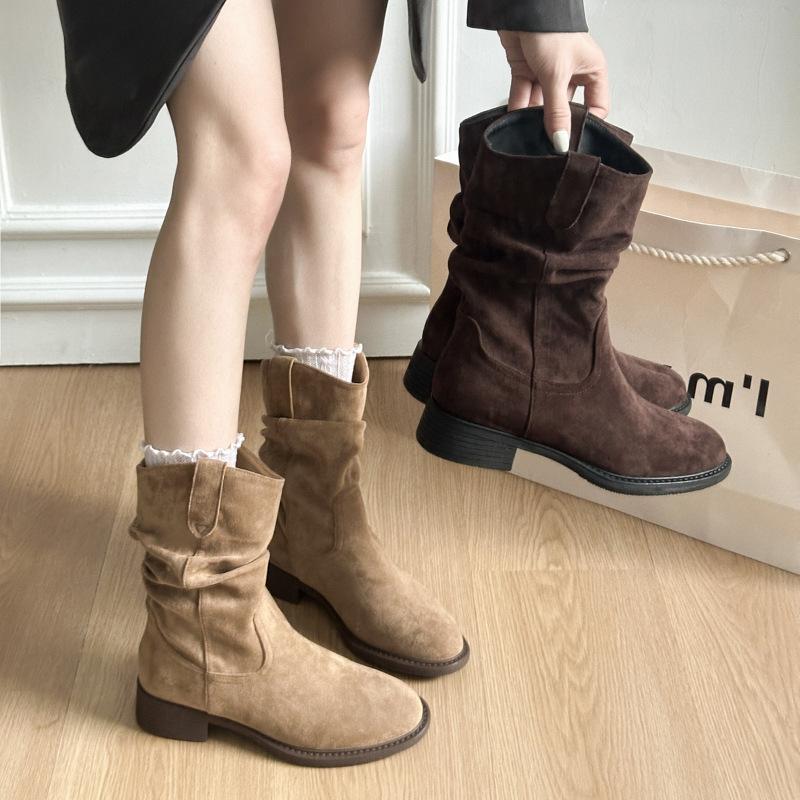 Frosted Suede Pile Boots Women's 2025 Autumn New Maillard Short Boots Korean Version of Leisure Travel Martin Boots