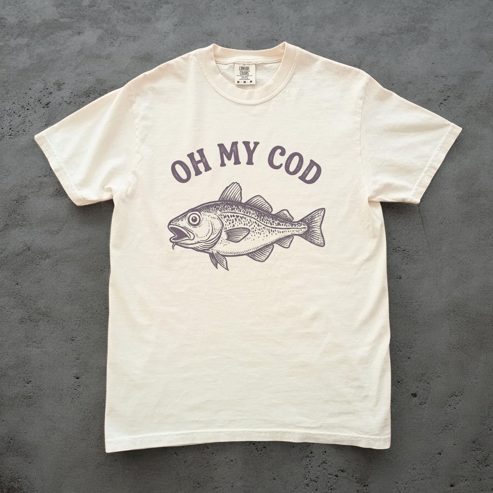 Oh My Cod Shirt, Funny Fish Pun Tee, Fisherman Gift, Coastal Graphic Top, Beach Vacation Shirt, Comfort Colors Style, Cod Gift XXL