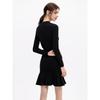 Small Fashion Slim Fit Ruffled Versatile Small Black Dress 2025 Spring & Fall New Arrival Minimalist Long Sleeve Base Dress