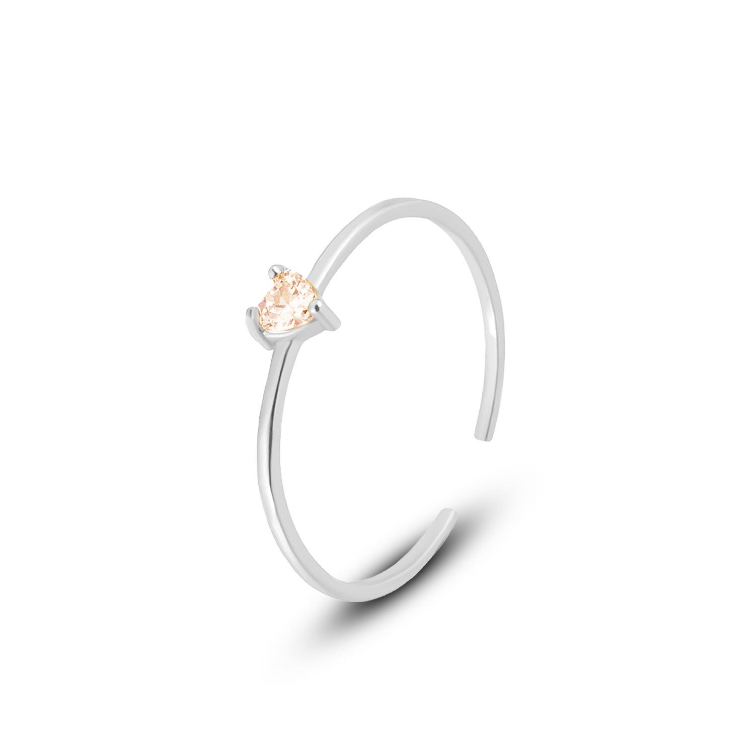 

925 Sterling Silver Simple Colored Zirconia Heart Rings For Women Cassic Wedding Statement Fine Jewelry Gift