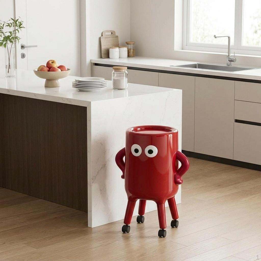 Easy-to-move Kitchen Bin, Simple Design, Tall And on Wheels, Ideal for A Student Room Or Dormitory.
