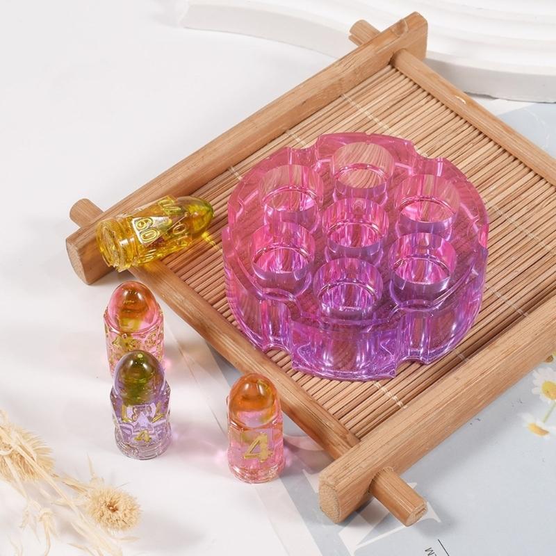 7 Hole Bullet Head Dices Mold Dices Storgae Box Silicone Molds DIY Crystal Epoxy Resin Mold Digital Game Easy To Release