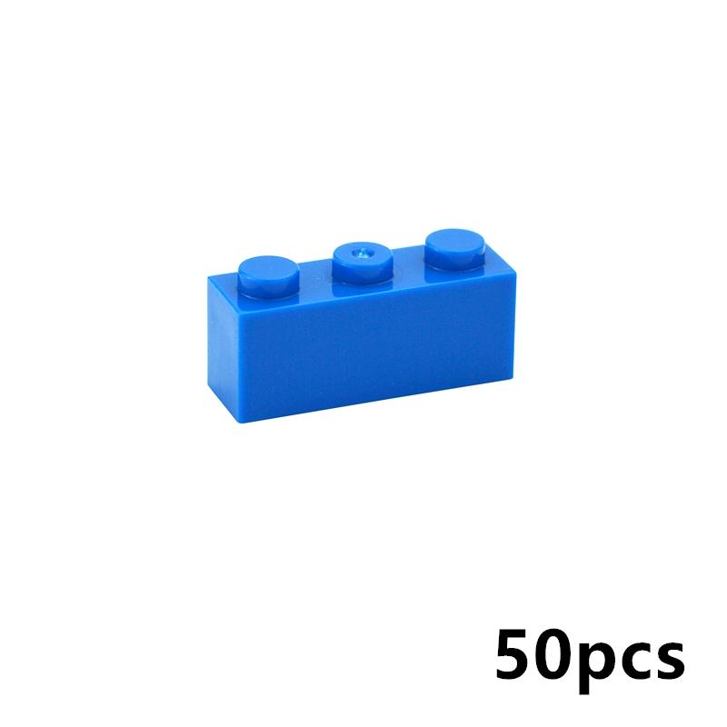 50pcs Thick Figures Bricks 1x3 Dots DIY Building Blocks Educational Creative Size Compatible With 3622 Plastic Toys For Children