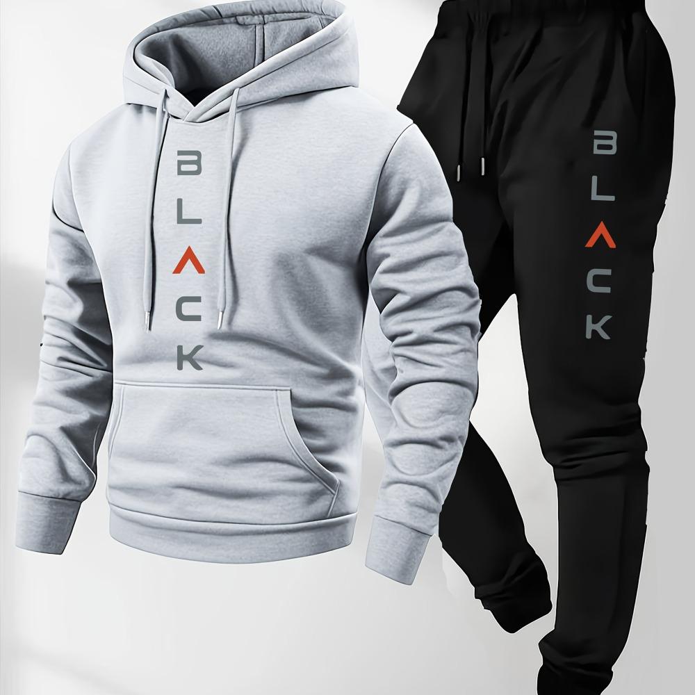 

Mens soft comfortable Boston print hooded sweatshirt sweatpants set eco-friendly thin velvet warm autumn winter hoodies XXL