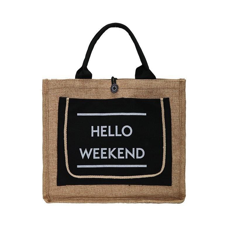 

Cotton Casual Womens And Linen Bag Retro Woven Design Soft Drawstring Handle чёрный