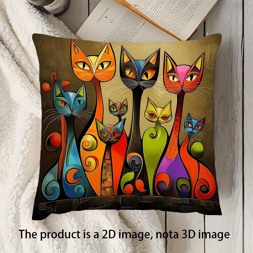 2D Flat - An Abstract Cat Design Pillowcase