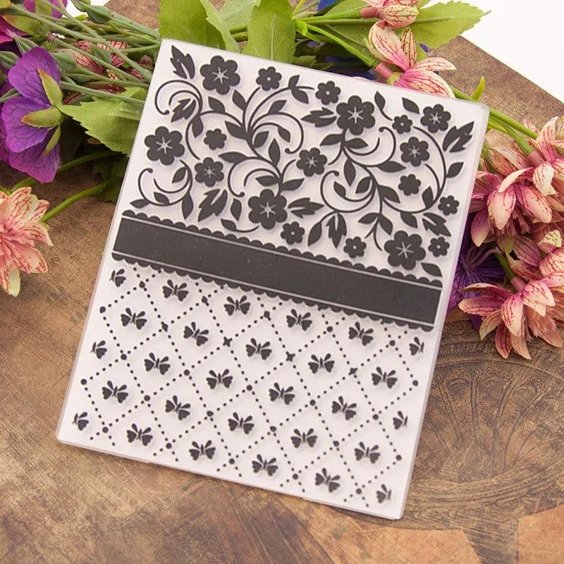 3D Embossed Folder for DIY Relief Craft Making Bowknot Flower Pattern Background Greeting Card Scrapbooking No Stamp Metal