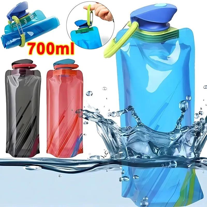 Lightweight To Carry Ultralight Foldable Water Pouch 700ml Water Bottle Pouch Outdoor Activity Sport Supplies Hiking Running Soft Flask Water Bottle