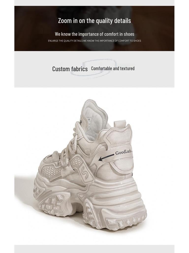 2024 Damen Dicksohlige High-Top Dad Shoes: Trendig, Farbig, Höhenverstärkend, Plus Samt für Winterwärme