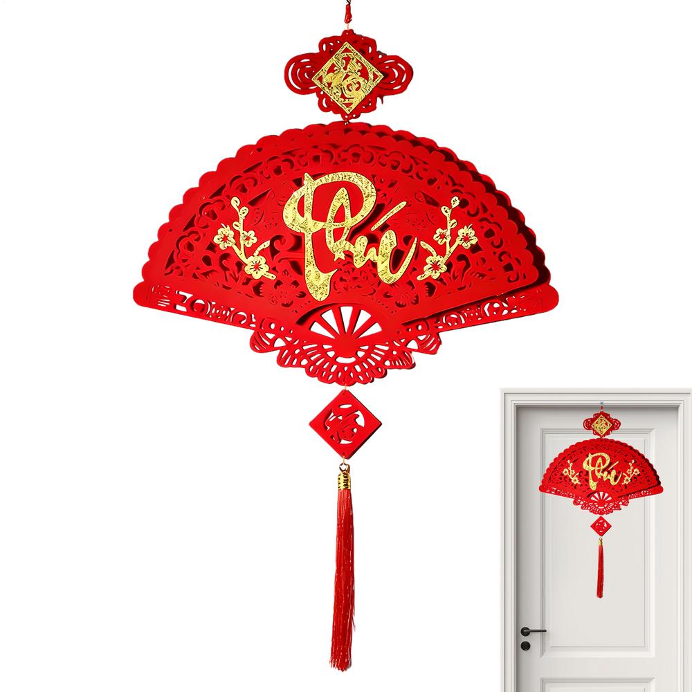 Spring Festival Decorations Chinese Good Luck Pendant 2026 Flocking Tree Ornaments Festival Charm For Home Office Car Door Wall