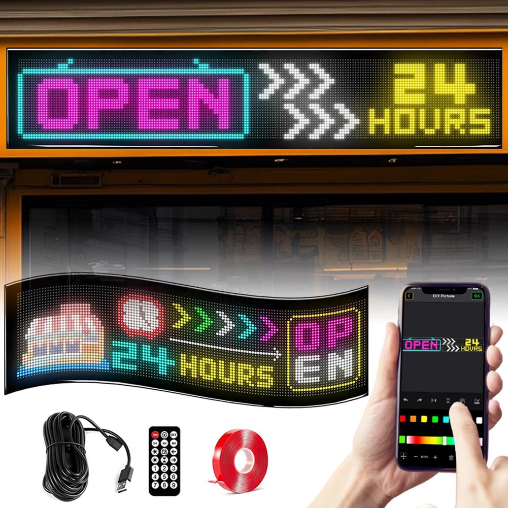 Business Advertising LED Matrix Pixel Panel RGB Pattern Car Graffiti Scrolling Text Animation Shop Reminder Light Bluetooth Lamp
