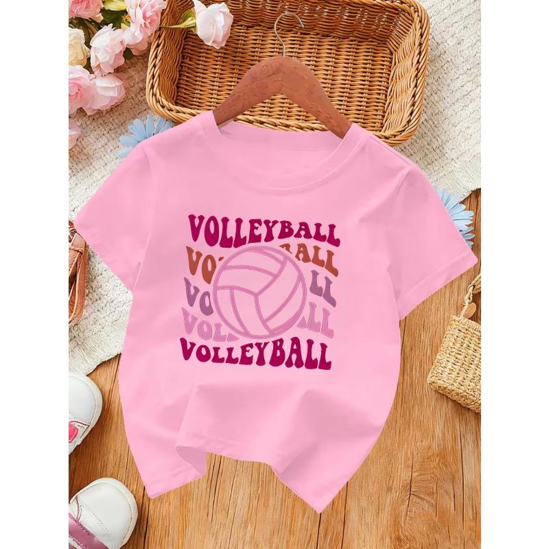 European Sizes VOLLEYBALL; Volleyball Girl Summer Short-Sleeve T-Shirt, Breathable, Comfortable, and Stylish Printed Top