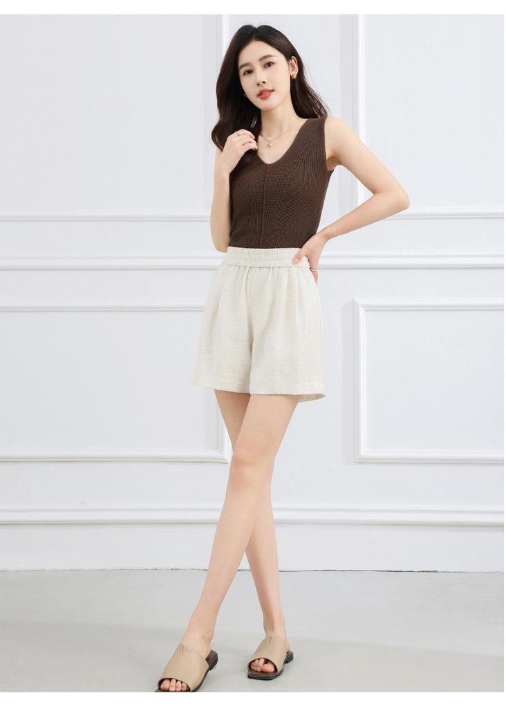 Summer Solid Color Simple Thin Elastic High Waist Casual Pants