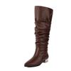 Fashion New Pleated Lazy Autumn Winter Women Knee High Boots European American 3cm Low Heel Commuting Shopping Long Boots Sizes 32-46