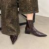 French retro high-end fashion short boots winter versatile temperament thin boots pointed thick heel short boots