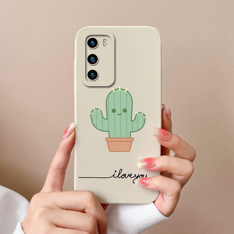 Case For Huawei P40 Pro Flower Pilot Back Cover Soft Liquid Silicone Camera Protection Phone Shell For Huawei P 40 P40Pro Coque