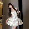 Summer New Polka Dot Dress Women's High-end Sense Sweet and Spicy Backless Waist Thin Fluffy Suspender Short Skirt Tide