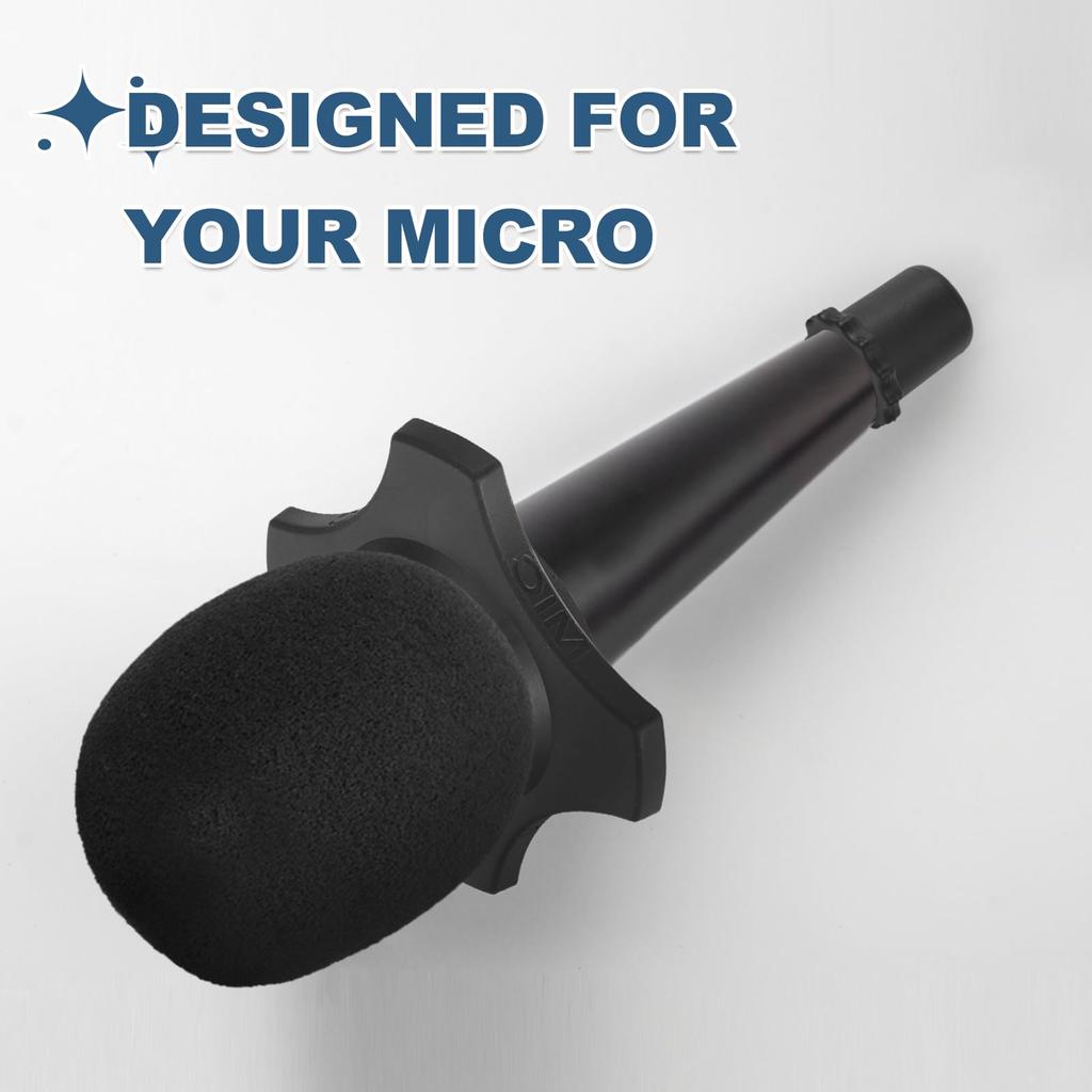 Uxcell 8-Piece Set Microphone Cover Foam Windscreen 1.34 Inch Microphone Protection with Silicone Ring & Anti-Tip Bottom Sleeve Holder for Karaoke,