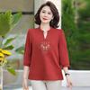 Hodo Mid-Aged Women's Summer Embroidered Short Sleeve T-Shirt