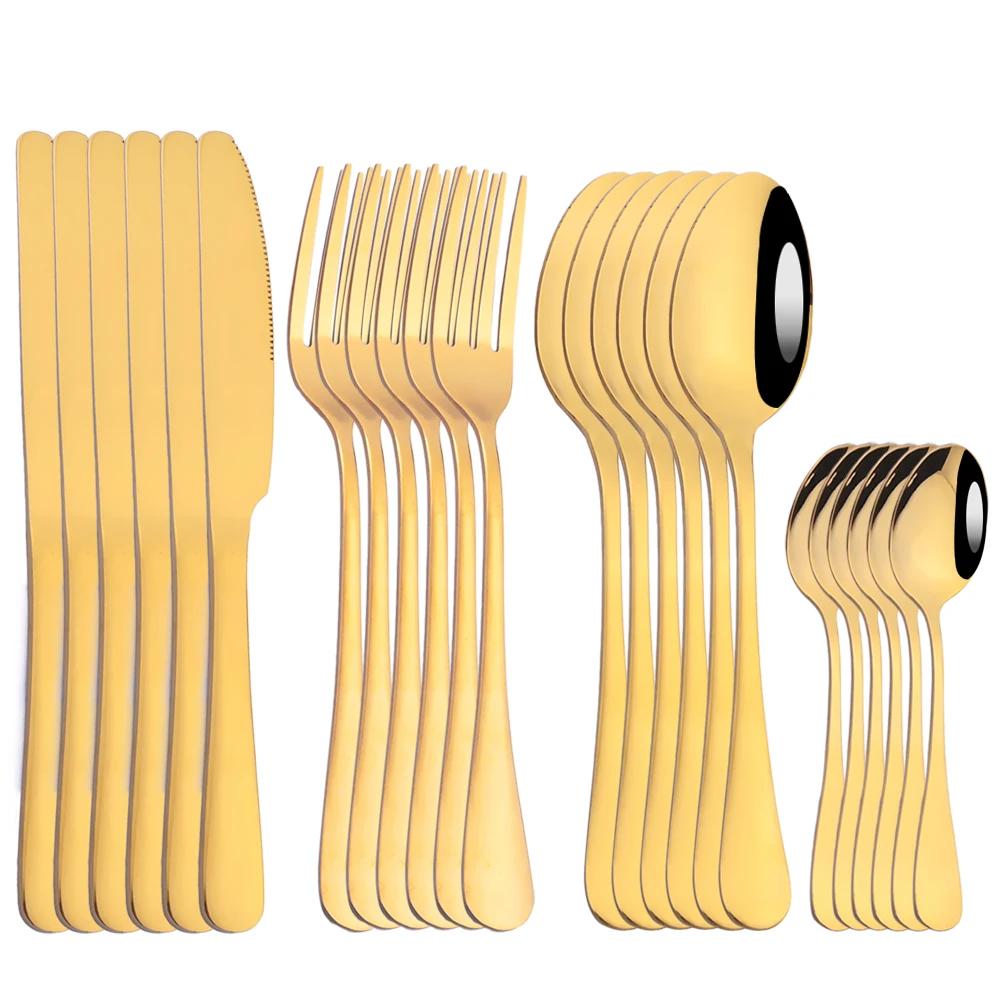 

24Pcs Cutlery Set Black Stainless Steel Tableware Set Steak Knife Dinner Fork Spoon Tea Spoon Suitable for Family Parties