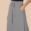 Women Maxi Skirt Adjustable Drawstring High-Waisted Solid Color Long Skirt with Pockets Casual Work Skirt