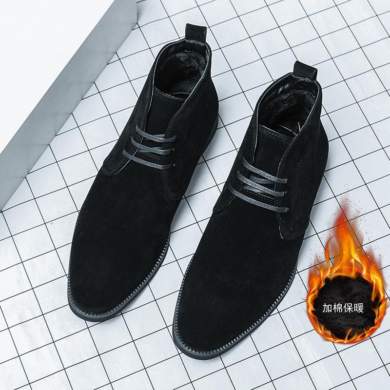 Men's Shoes Large Size New Leather Shoes Fashion Outdoor Casual Shoes Trend High Top Martin Boots Pointed Lace-up Boots