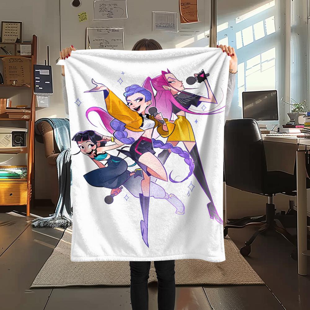 1pz Coperta in Flanella con Stampa Kpop Demon Hunters, Alta Qualità, Per Tutte le Stagioni, Decorazione per la Casa, Calore e Comfort, Perfetta per Regali di Natale