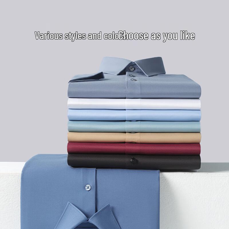 Hodo Men's Solid Color Business Casual Long Sleeve Shirt