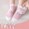 Children's Mid-Calf Socks 5 Pairs Cute Rabbit Floral Design Lace Edge Soft Elastic Socks for Toddler Girls All Seasons