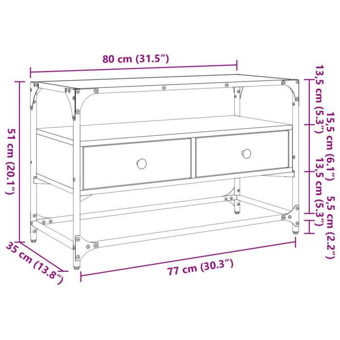VidaXL TV Cabinet with Glass Top Sonoma Grey Engineered Wood, TV Stand, Media Cabinet, HiFi Cabinet, TV Unit, 846062