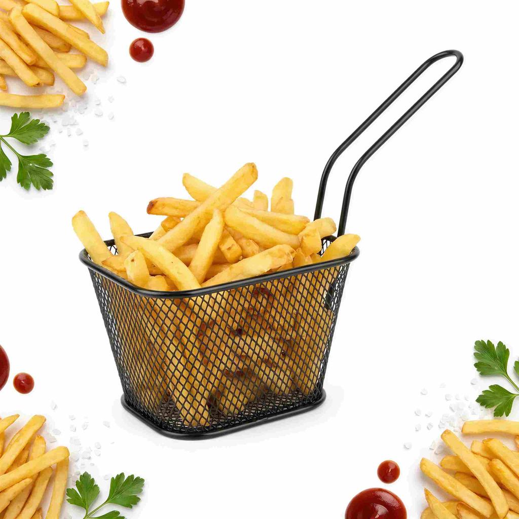 Mini Fries Basket Black 350Ml Powder Coated For Serving Dishes