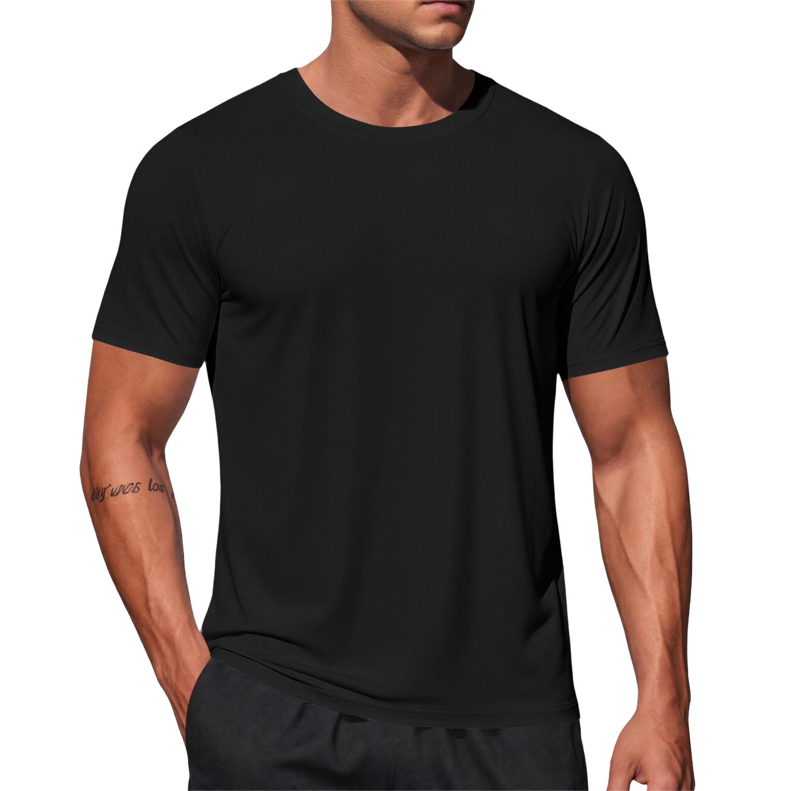Short Sleeve Shirts for Men Mens Short Sleeve Shirts Casual Mens Shirts Short Sleeve Mens Short Sleeve Shirt Crew Neck Basic Tee Top L чёрный