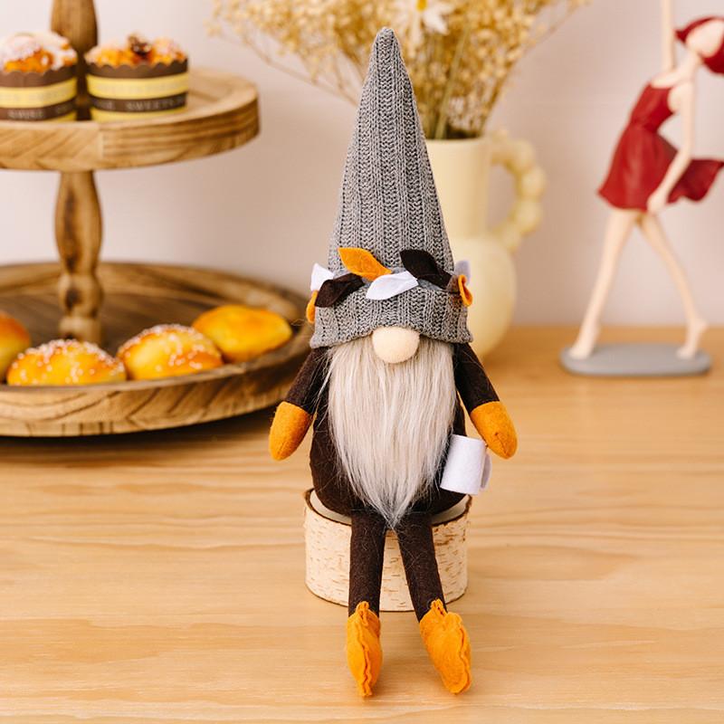 

Grey Whimsical Coffee Gnome Figurine With Knitted Hat Perfect For Decorations Festive Gray Coffee Gnome Men