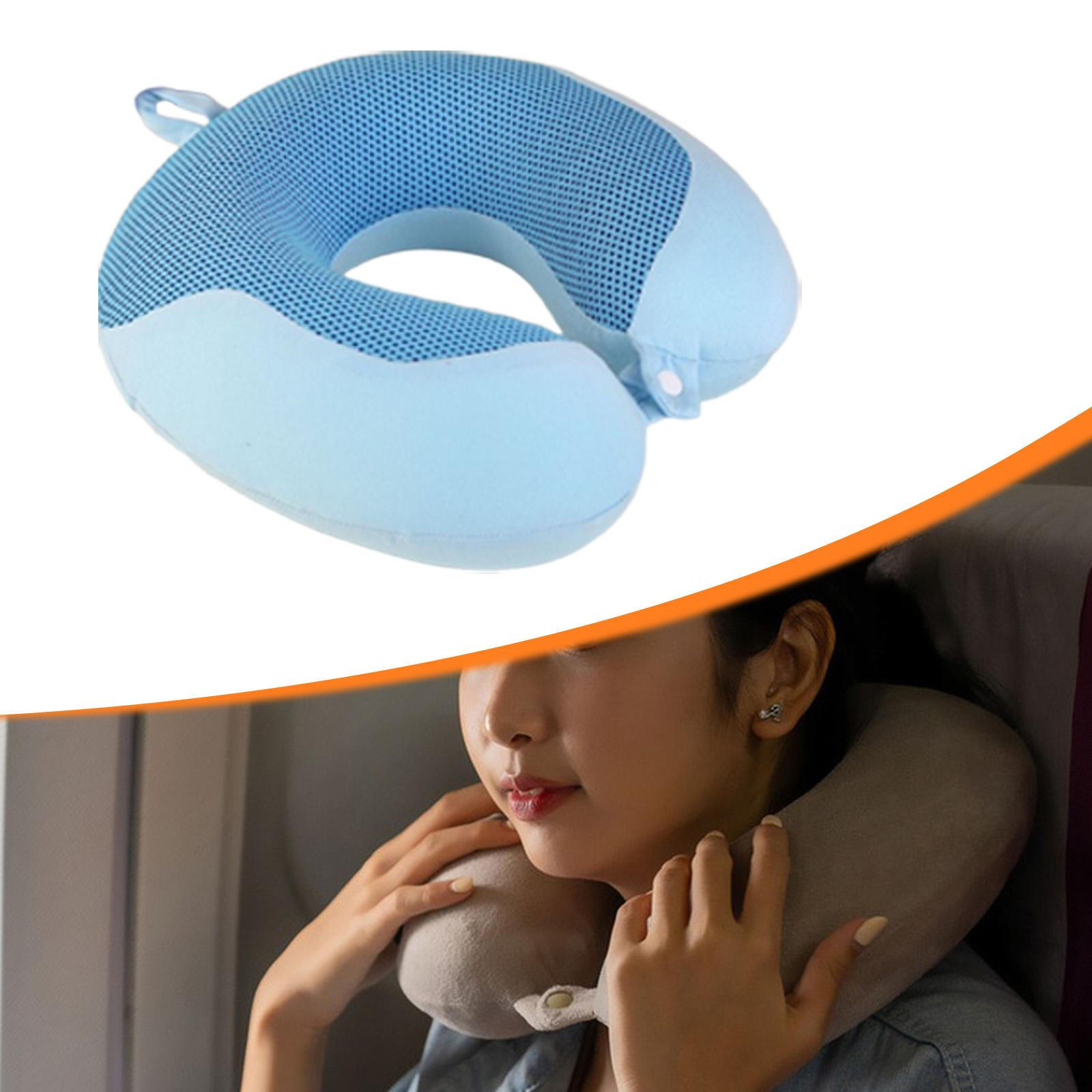 

Travel Pillow Head and Neck Support Comfortable Headrest Compact U Shape Memory Foam for Car Blue