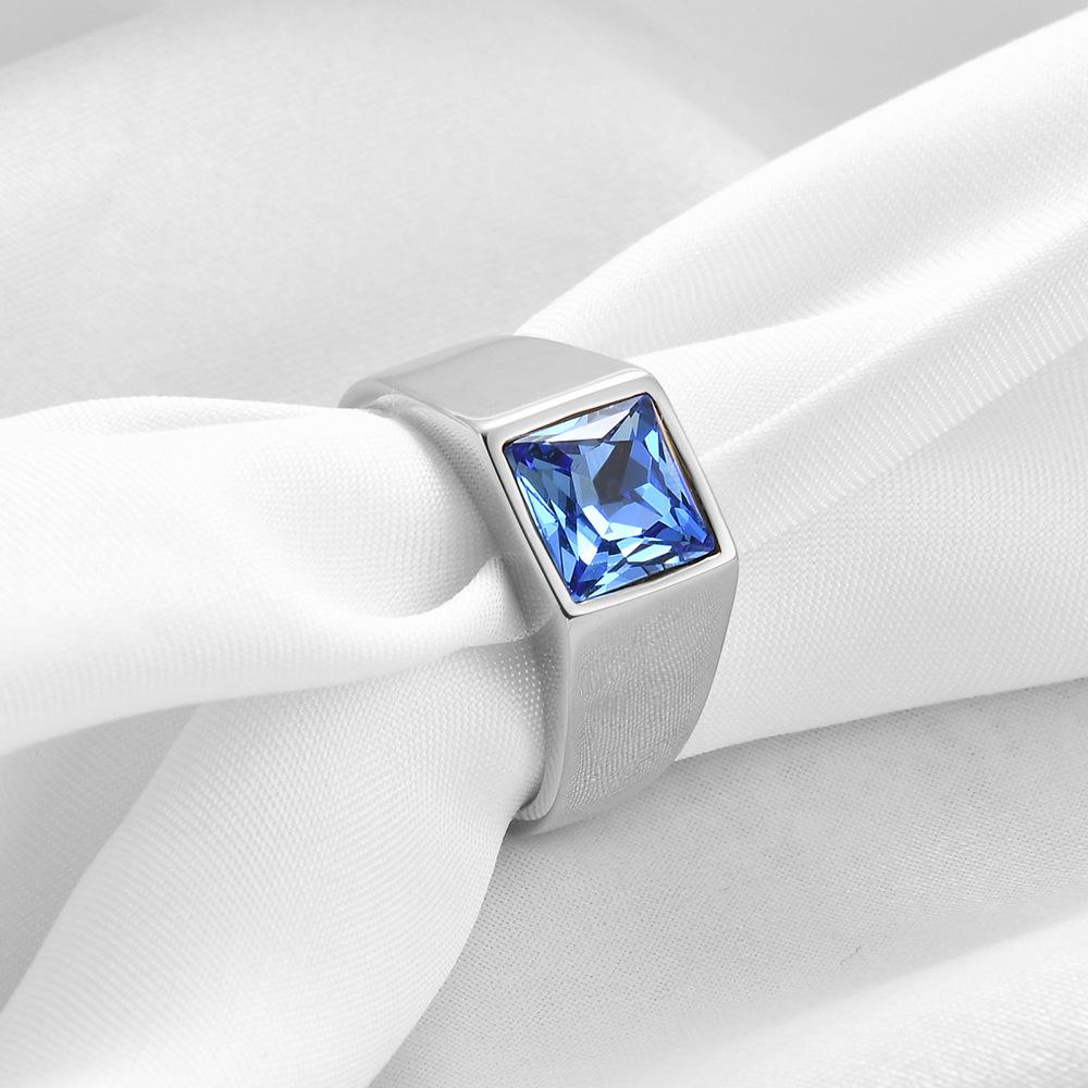 11MM Stainless Steel Square Zircon Ring Vintage Unisex Jewelry Multicolor Fashion Accessories